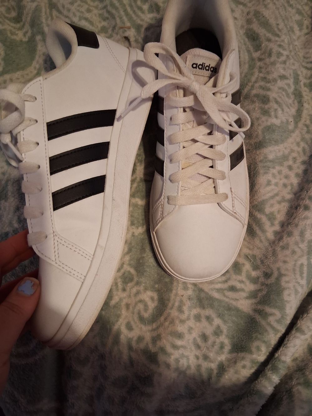 Adidas White Sneakers with Black Stripes - Picture 2 of 4